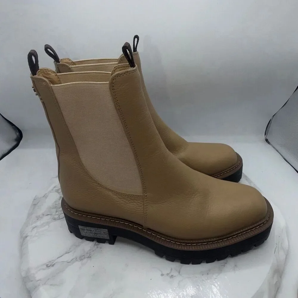 SAM EDELMAN Sesame Leather Laguna Waterproof Chelsea Boots-7.5